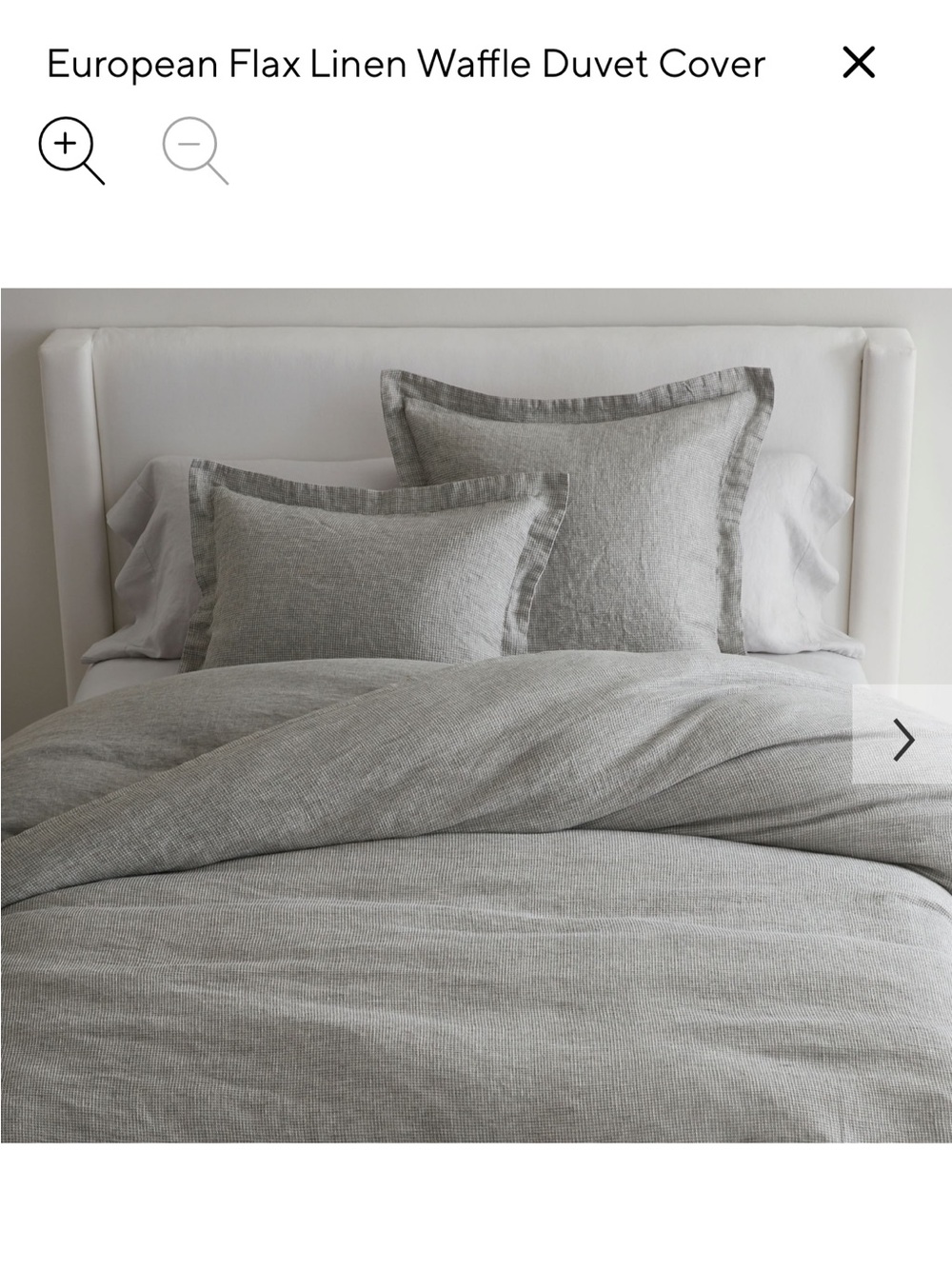 NWT, Pottery Barn, European Flax Linen Waffle Duvet Cover, Gray, King